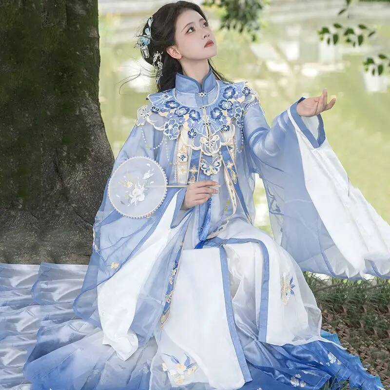Embroidery Shirt - Bimonthly[Lan Jin Luo]New Hanfu 여성 명나라