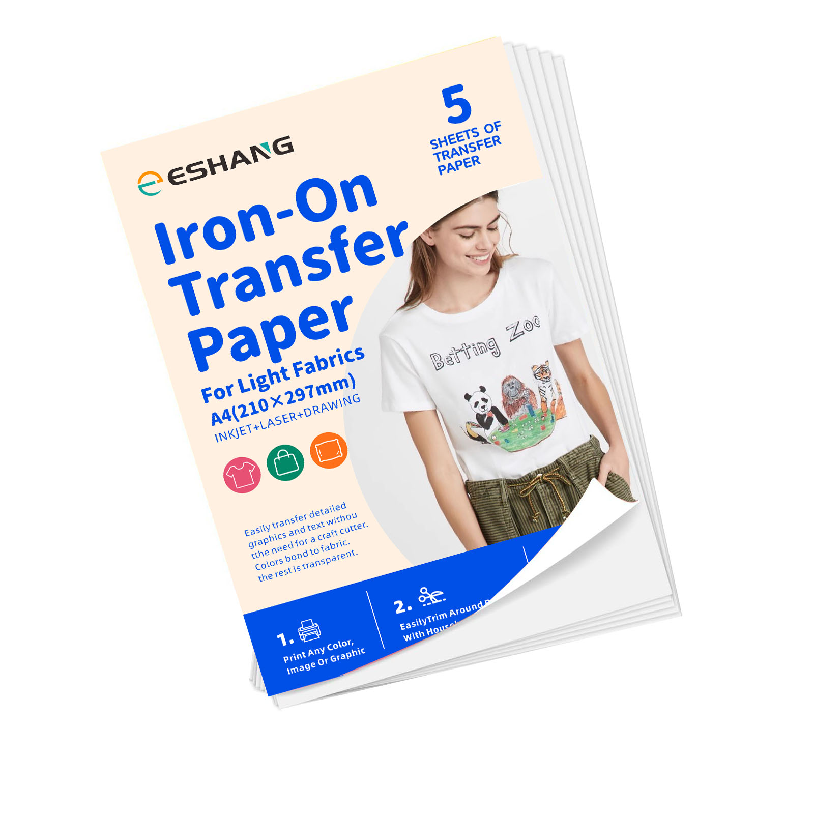 Transfer Paper Carbon - 5매 A4 티셔츠용 열전사 용지 빛과