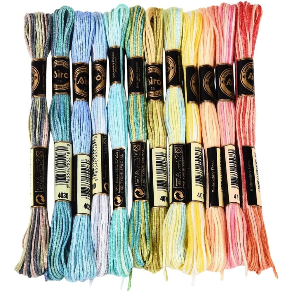 Embroidery Bracelet - 12개의 실뭉치, 105야드, 6합, 다양한 색상의