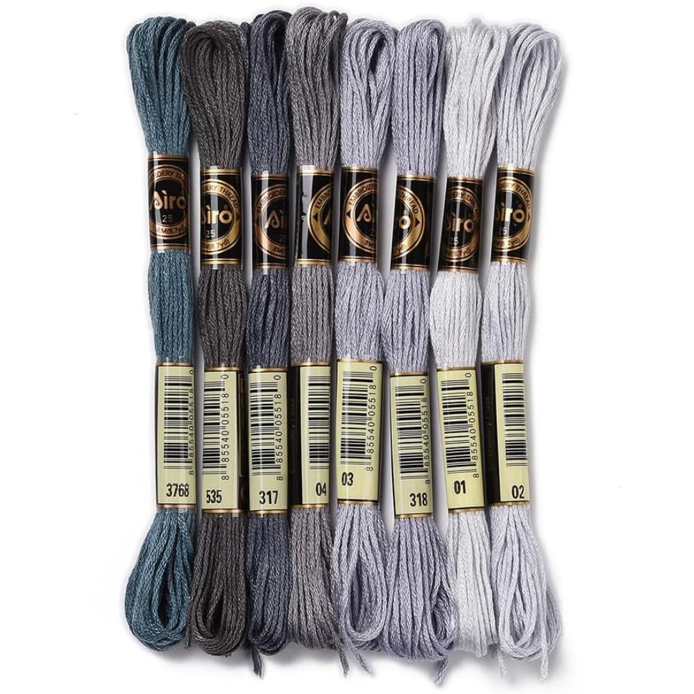 Embroidery Yarn - 8 Skeins 70 야드 회색 우정