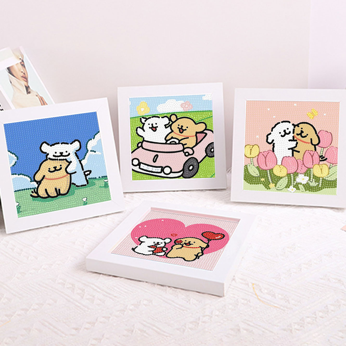 Embroidery Frame - 만화 라인 강아지 크리스탈 다이아몬드 프레임