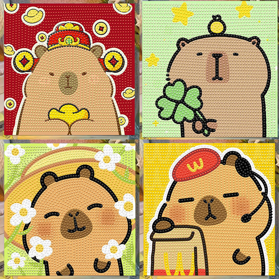 Embroidery Frame - 만화 카피바라 크리스탈 다이아몬드 장식 그림