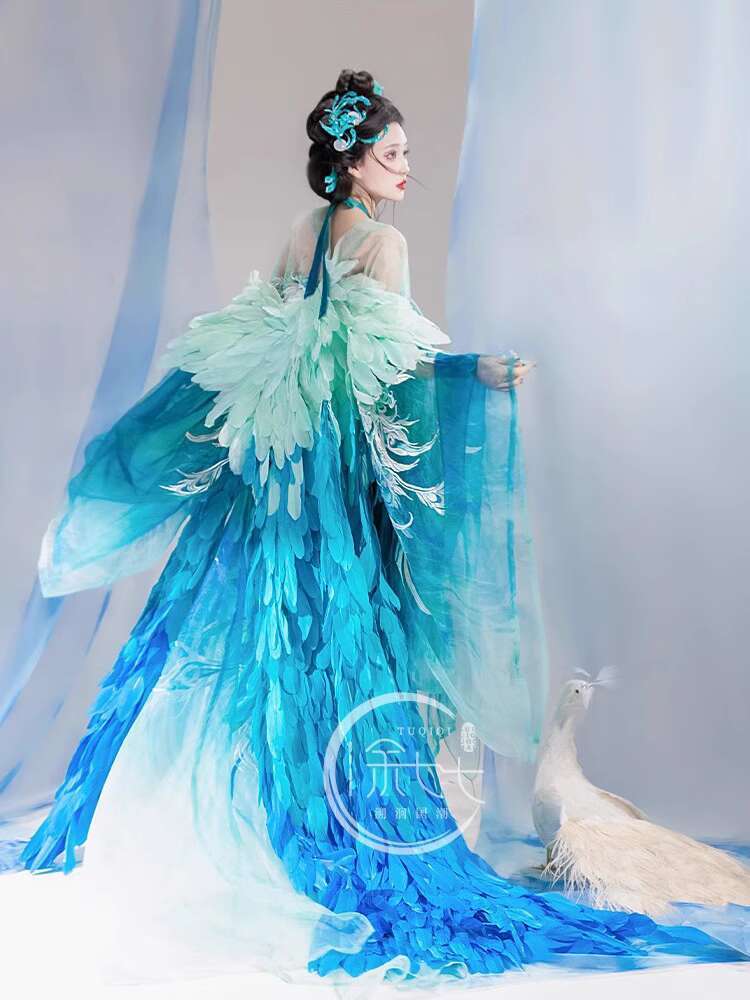 Embroidery Shirt - 새로운 Peacock Hanfu 여성 패션 중공업