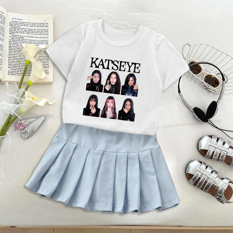 패션 K-POP K-캣아이 티셔츠 플리츠 스커트 세트  - Embroidery Shirt 리뷰 및 가격