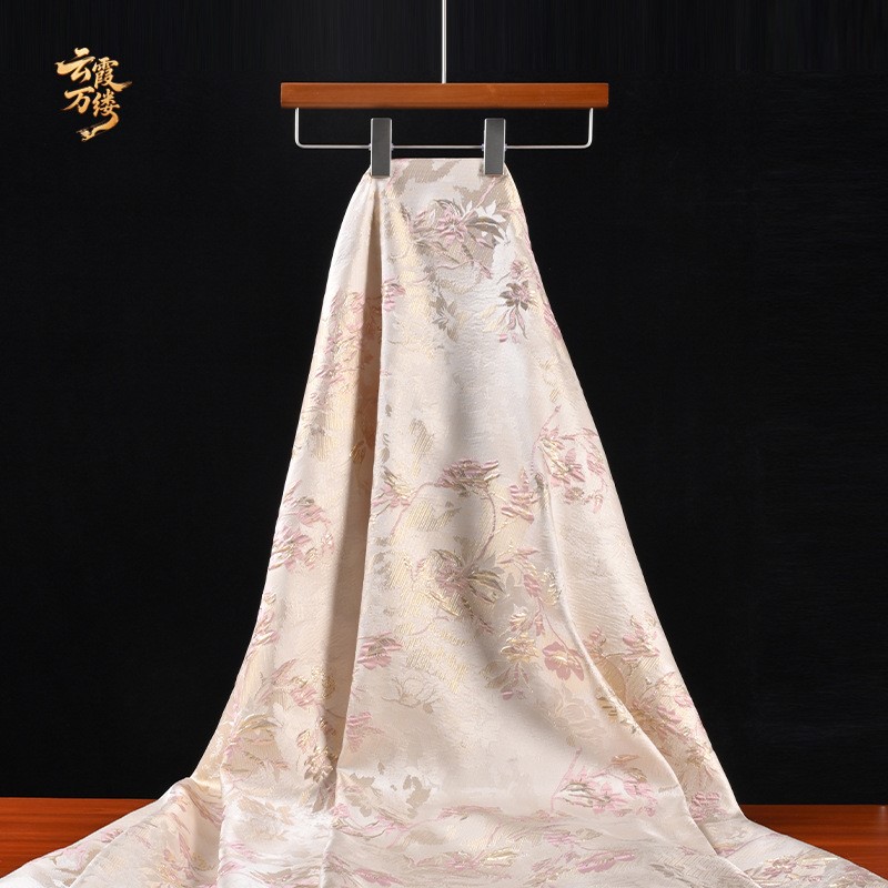 중국풍 핑크 골드 큰 꽃무늬 릴리프 자수 자카드 원단, - Embroidery Gold 리뷰 및 가격