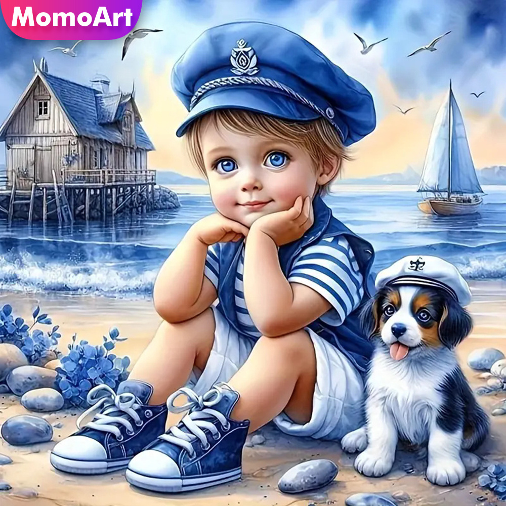 Momoart 전체 다이아몬드 페인팅 아이 소년 초상화 - Embroidery Uae 리뷰 및 가격