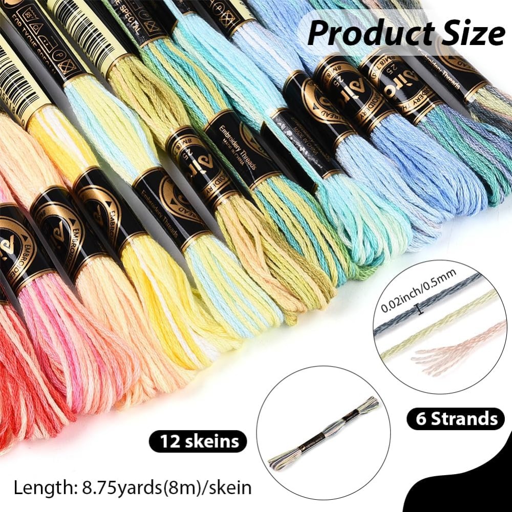 12개의 실뭉치, 105야드, 6합, 다양한 색상의 크 - Embroidery Bracelet 리뷰 및 가격