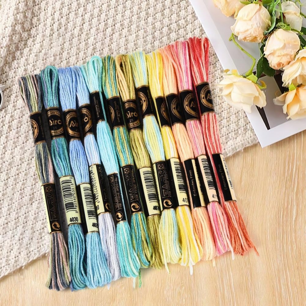 12개의 실뭉치, 105야드, 6합, 다양한 색상의 크 - Embroidery Bracelet 리뷰 및 가격