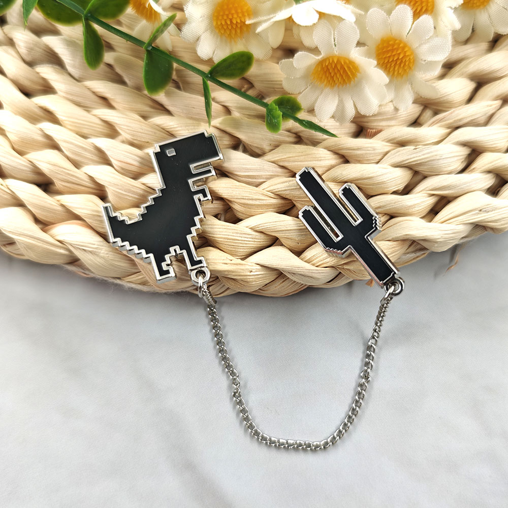 픽셀 티렉스 공룡 선인장 에나멜 핀 체인 포함 재미있는 - Embroidery Bracelet 리뷰 및 가격