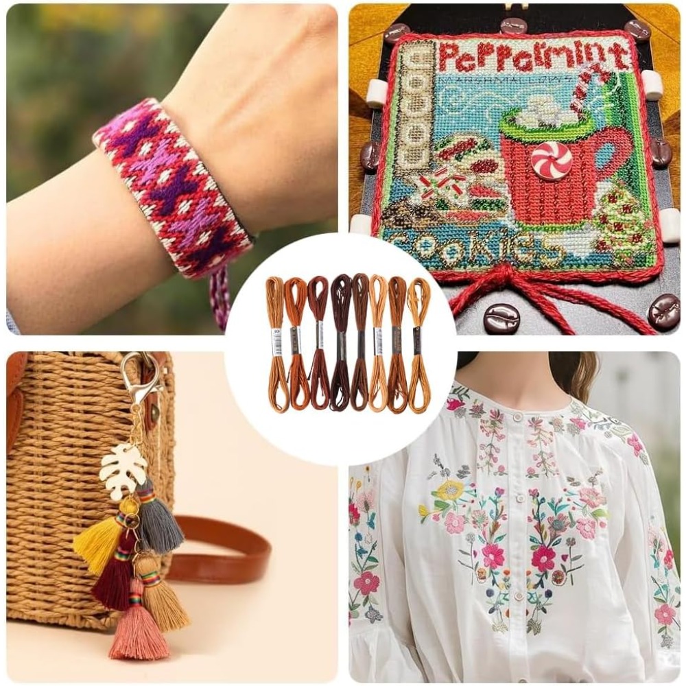 8가닥 6줄 갈색 자수실 폴리에스터 다양한 색상 그라데 - Embroidery Bracelet 리뷰 및 가격
