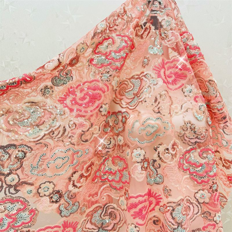 2 야드/로트 130cm 와이드 핑크 퍼플 꽃 자수 스 - Embroidery Needle 리뷰 및 가격