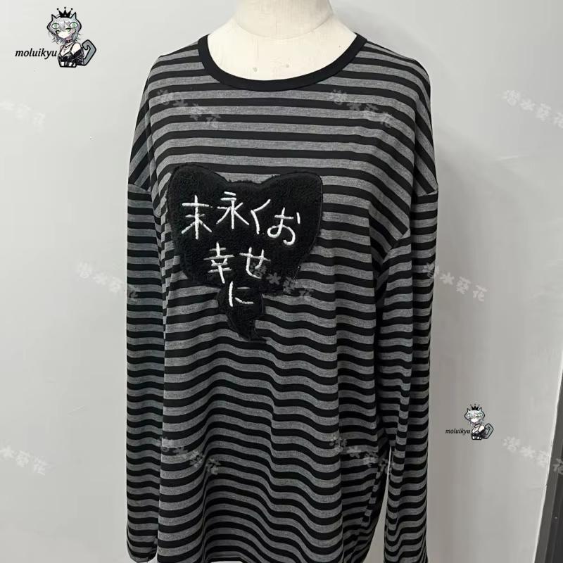 Y2K 아메리칸 펑크 빈티지 O 넥 긴팔 셔츠 올 매치 - Embroidery Cotton 리뷰 및 가격
