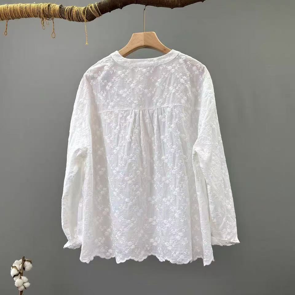 2026 여성용 레이스 자수 블라우스 보헤미안 긴팔 1 - Embroidery Eyelet 리뷰 및 가격