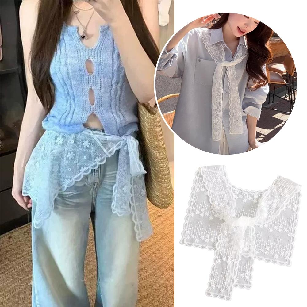 여성을위한 프랑스 레이스 숄 스카프 우아한 속이 빈 꽃 - Embroidery Tshirt 리뷰 및 가격