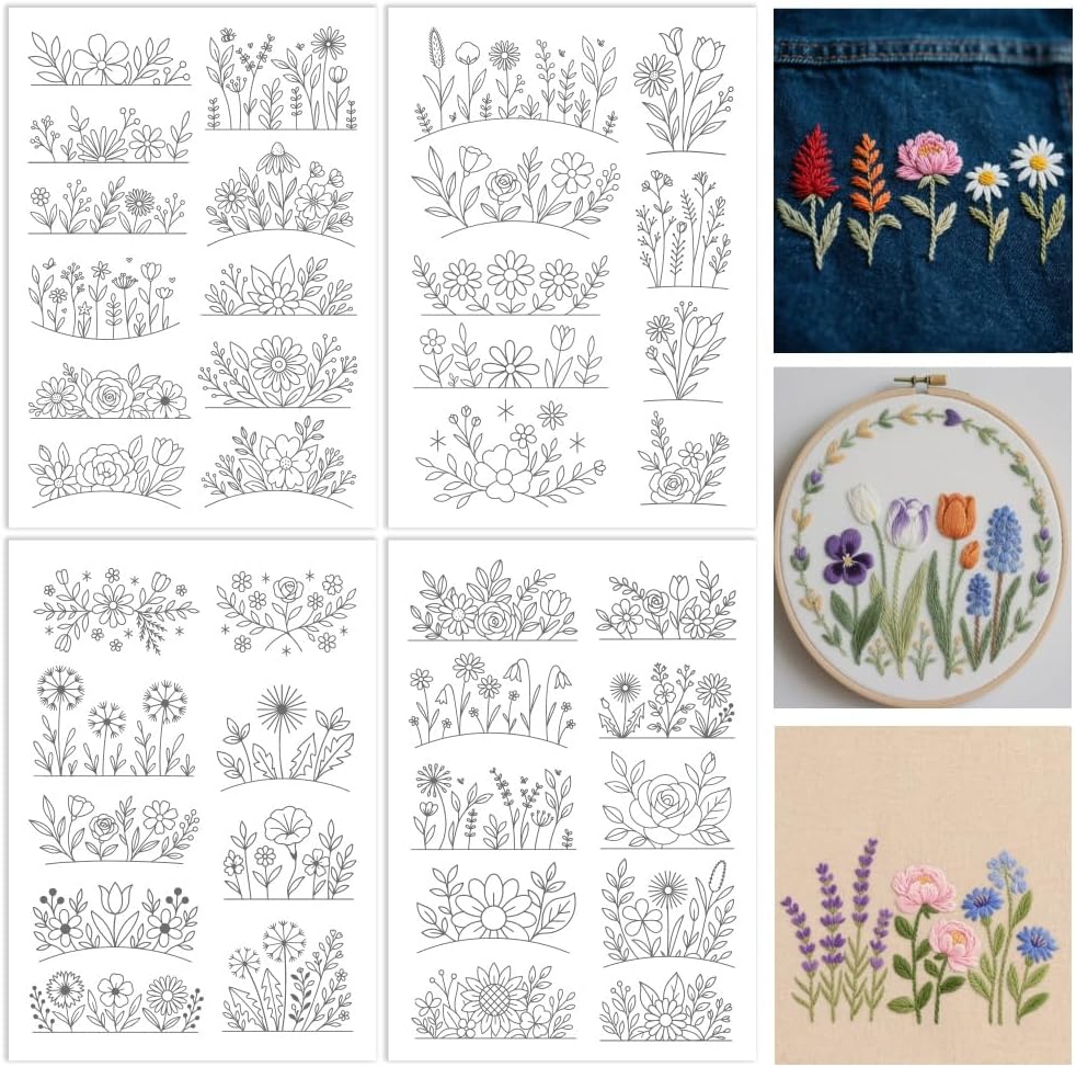 꽃 자수용 수용성 안정제, 자수용 종이, 꽃 무늬 자수 - Embroidery Web 리뷰 및 가격