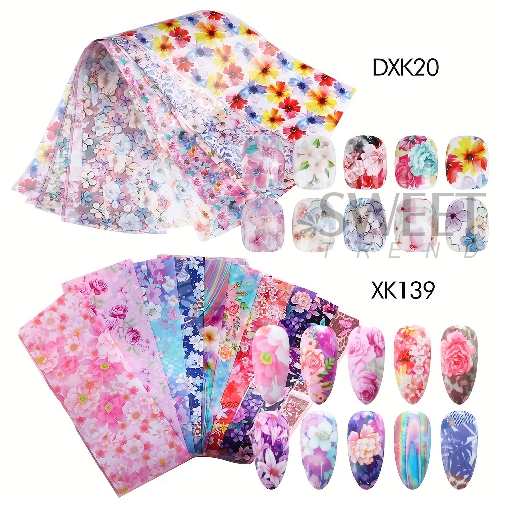 20pcs 꽃 네일 아트 전사 포일 종이 여름 꽃 꽃  - Transfer Paper Carbon 리뷰 및 가격