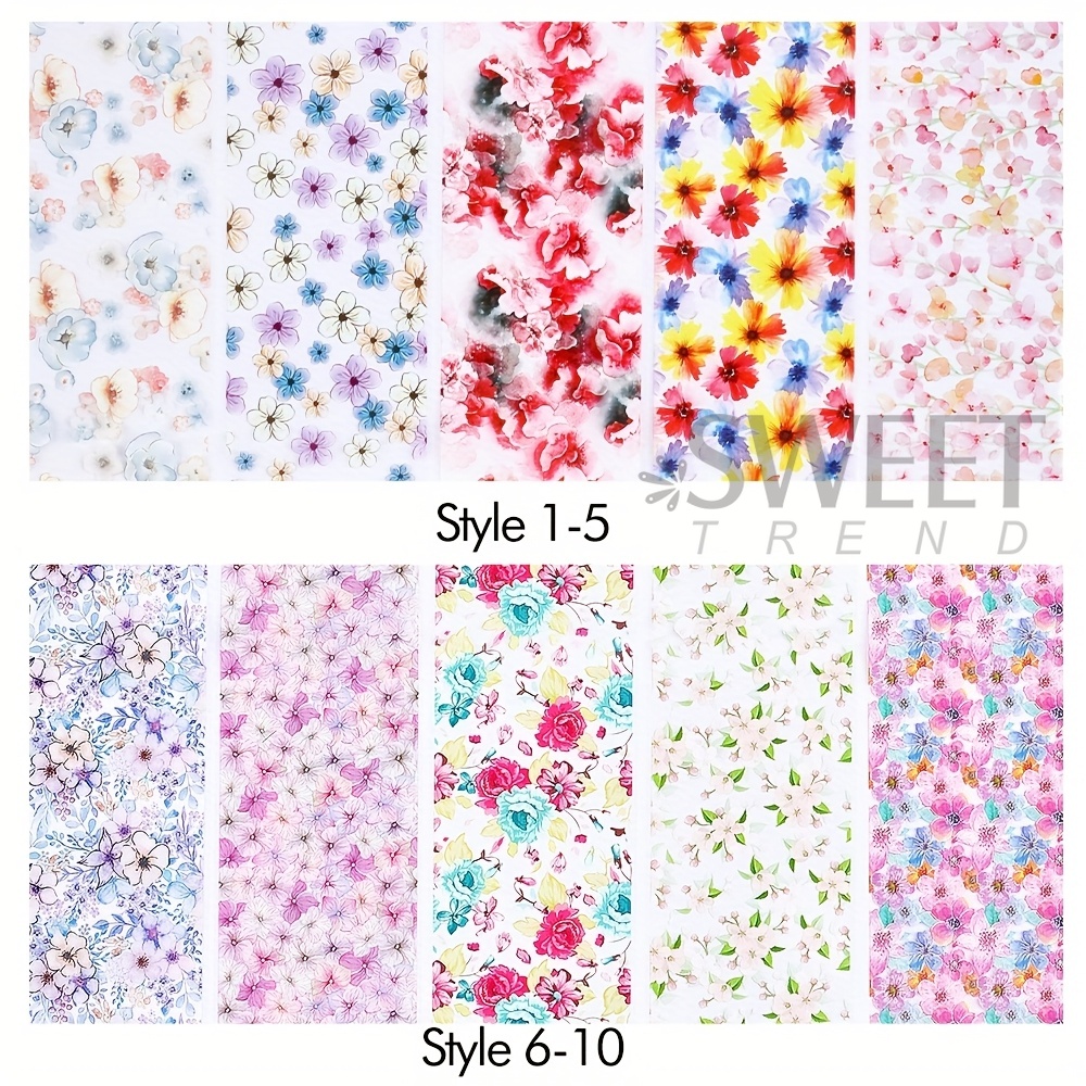 20pcs 꽃 네일 아트 전사 포일 종이 여름 꽃 꽃  - Transfer Paper Carbon 리뷰 및 가격
