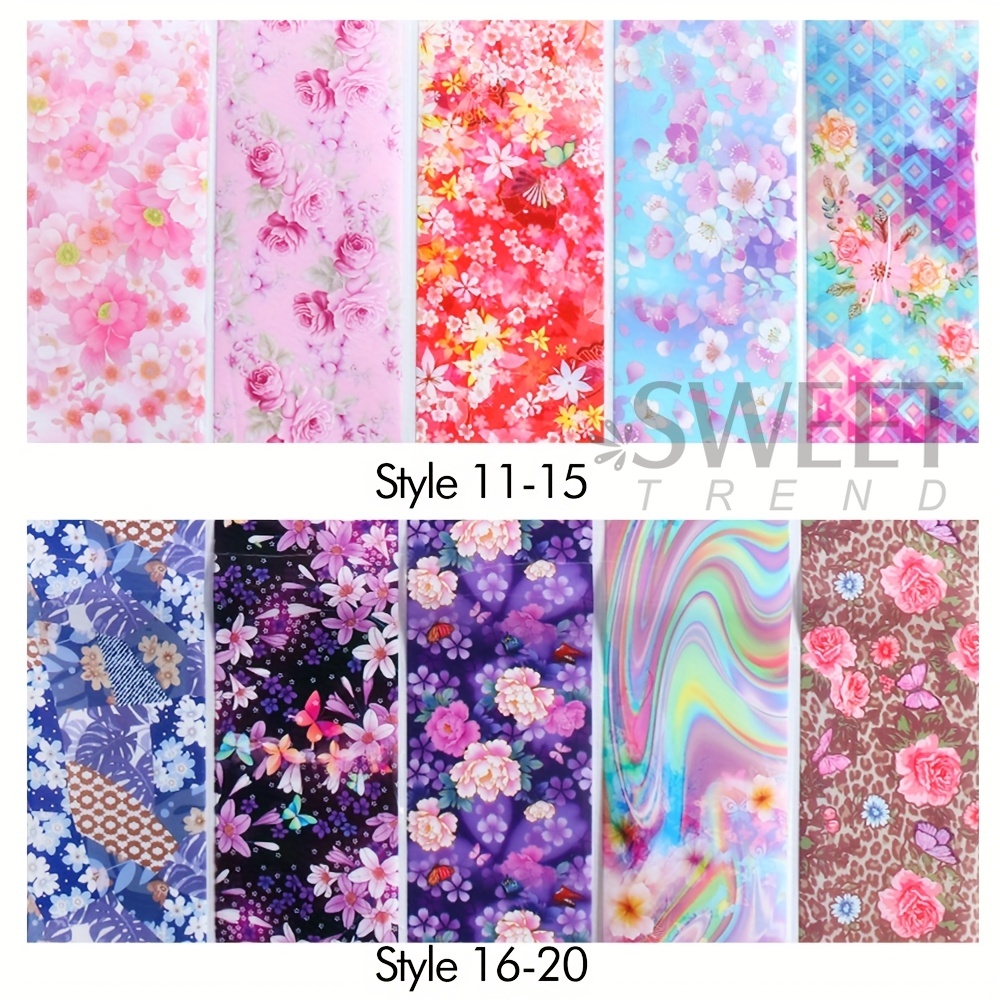 20pcs 꽃 네일 아트 전사 포일 종이 여름 꽃 꽃  - Transfer Paper Carbon 리뷰 및 가격