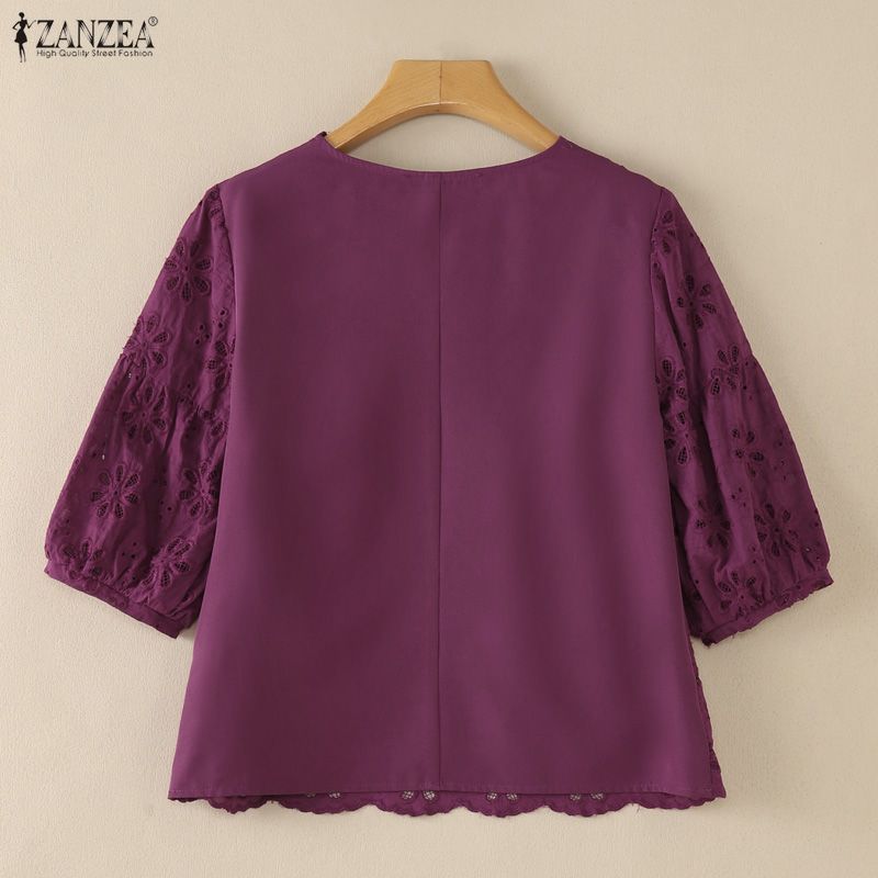 ZANZEA 2026 아일렛 자수 블라우스 여성 V 넥 - Embroidery Eyelet 리뷰 및 가격
