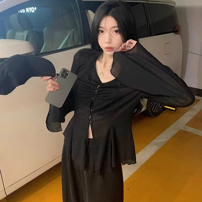 쉬어 플레어 슬리브 블라우스 - Y2K 페어리 스윗 하 - Embroidery Shirt 리뷰 및 가격