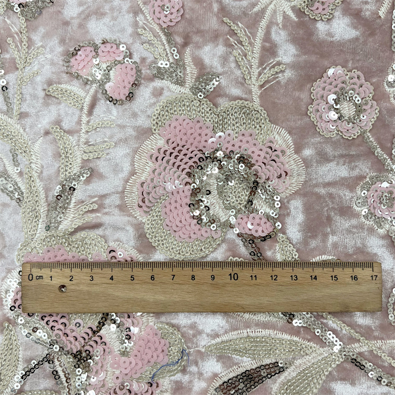 130cm 폭의 새로운 벨벳 원단 자수 스팽글 꽃 -  - Embroidery Needle 리뷰 및 가격