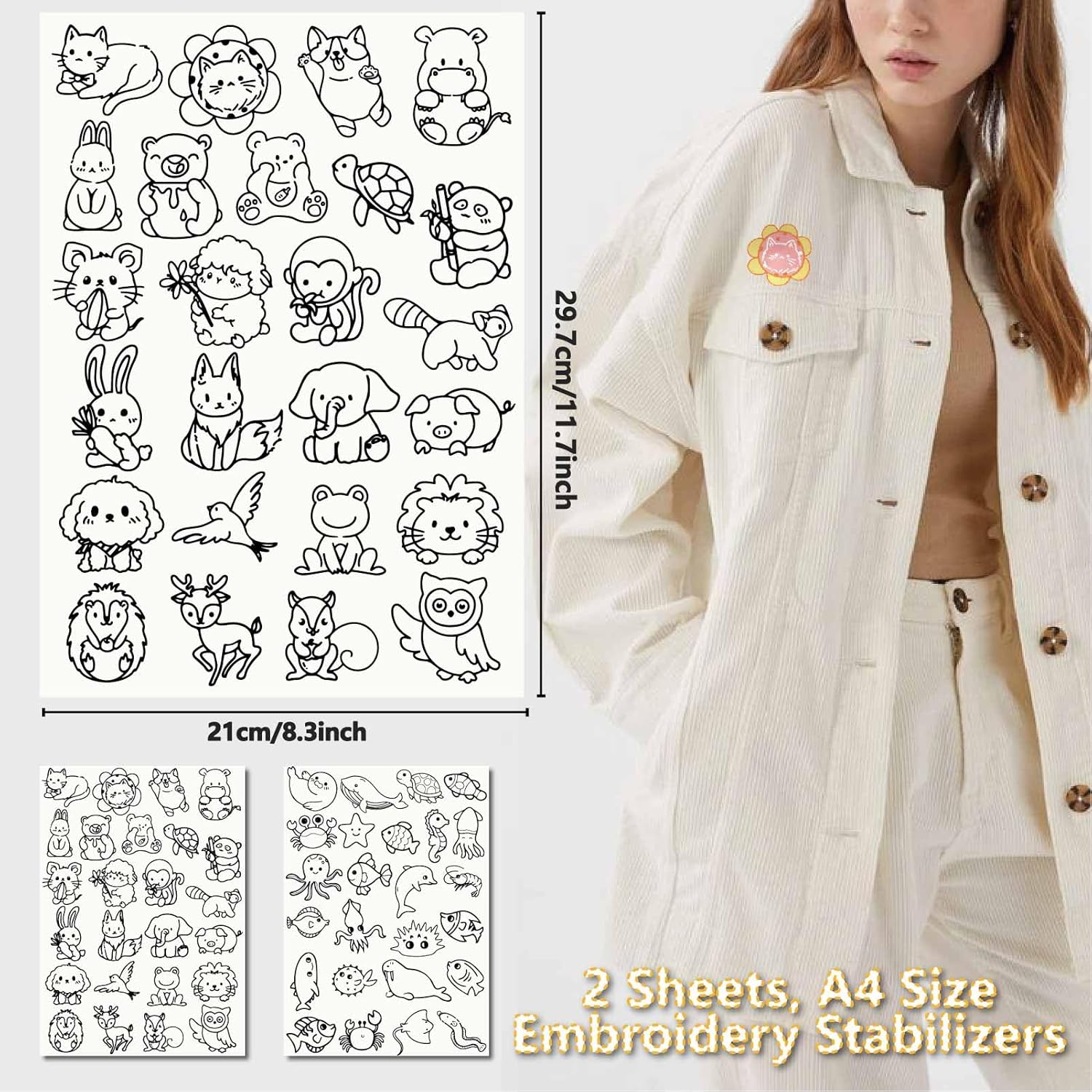 귀여운 동물 & 꽃 자수 스티커 세트, DIY 자가 접 - Embroidery Web 리뷰 및 가격